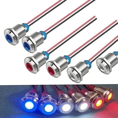 Afbeelding van GUUZI 6 stks 220V 230V 12mm LED paneel Pilot Dash Waarschuwingslampje Indicator licht Lamp Lampen Directionele (Rood/Blauw/Wit)