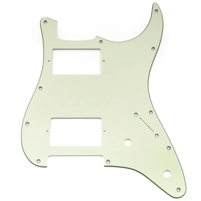 Afbeelding van Musiclily Pro 11 gaats ST Slagplaat Gitaar HH Pickguard met Bedekte 2 Humbucker Potmeter Uitsparingen voor Fender Squier Strat stijl Elektrische Gitaar, 3 laags Mintgroen