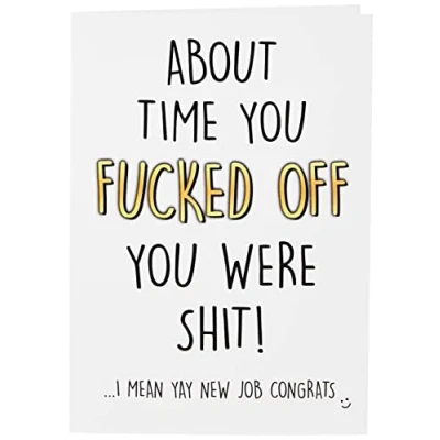Afbeelding van grappige nieuwe banenkaart, collega vertrekt, veel geluk, Gefeliciteerd baancollega afscheid verlaten baan kaart grap, Banter Office PC288