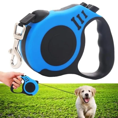 Afbeelding van CINY Intrekbare Hondenriem, Automatische Telescopische Hondenriem Kleine En Middelgrote Hond, Kat Trekkabel, Klitvrij, Eenvoudig Te Remmen Vergrendelen Met Één Knop, Blauw (Uitschuifbare 5 m)