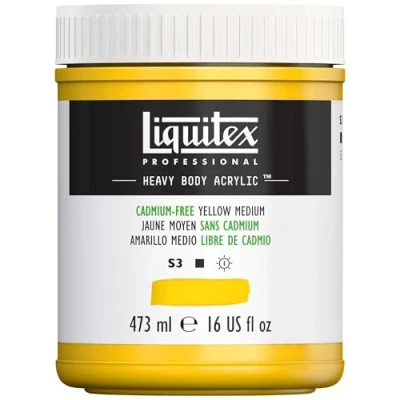 Afbeelding van Liquitex 4412890 Professional Heavy Body acrylverf in kunstenaarskwaliteit met uitstekende lichtechtheid en boterachtige consistentie, 473ml Pot, Cadmium Free Yellow Medium