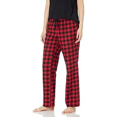 Afbeelding van Amazon Essentials Flanellen slaapbroek voor dames (verkrijgbaar in grote maten), rode buffelruit, X Small