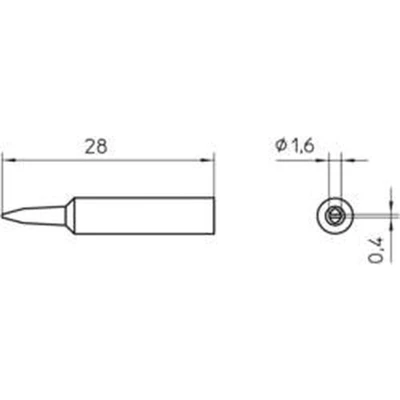Afbeelding van Weller XNT A soldeerpunt Beitelvorm Grootte 1.6 mm Lengte soldeerpunt: 28 Inhoud: 1 stuk(s)