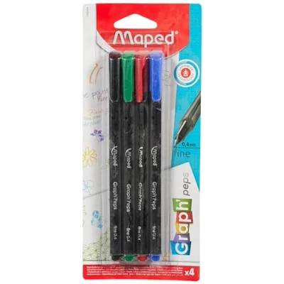 Afbeelding van Maped Grap&#039;Peps fineliner blister met 4 stuks