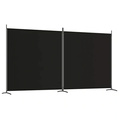 Afbeelding van vidaXL Kamerscherm met 2 panelen 348x180 cm stof zwart, scheidingswand, decoratief scherm, kamerafscheiding, ruimteverdeler, woonkamerscherm