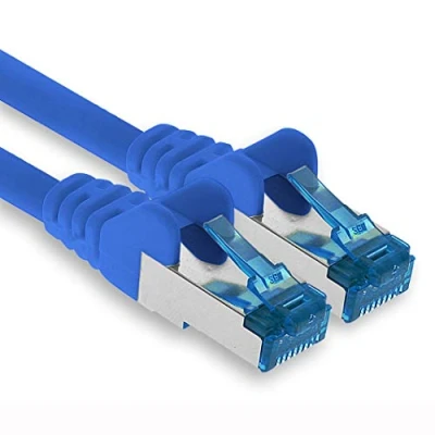 Afbeelding van Netwerkkabel CAT6a CAT 6a 6 a cat5 cat6 CAT7 sstp sftp kabel set Pack S FTP patchkabel dubbel afgeschermd PIMF 500 MHz compatibel met 5 3m blau 1 x blauw