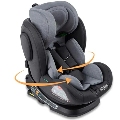 Afbeelding van FableKids autostoeltje met Isofix 360 draaibaar kinderautostoeltje kinderzitje i Size 40 150cm 5 punts veiligheidsharnas 8 voudig verstelbare hoofdsteun ECE R129/03 grijs