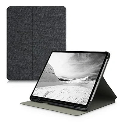 Afbeelding van kwmobile Hoesje compatibel met Apple iPad Pro 12,9 inch (2022) / (2021) Slim Book Style Tablet Cover Stand functie Donkergrijs
