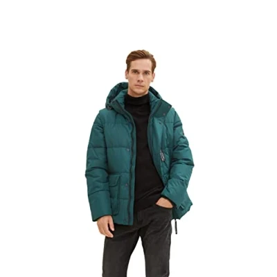 Afbeelding van TOM TAILOR Uomini Puffer jas met capuchon 1032491, 10834 Deep Green Lake, XL