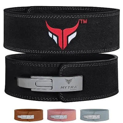 Afbeelding van Mytra Fusion 4 inch lederen powerlifting gewichtheffen riem hendel gesp (Small, Black)