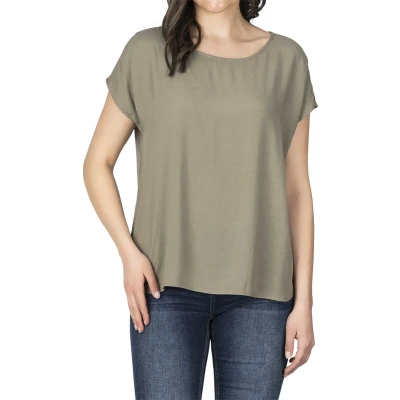 Afbeelding van DENIMFY Dames Blouse DFJule regular fit Olijf S Ronde Hals Volwassenen
