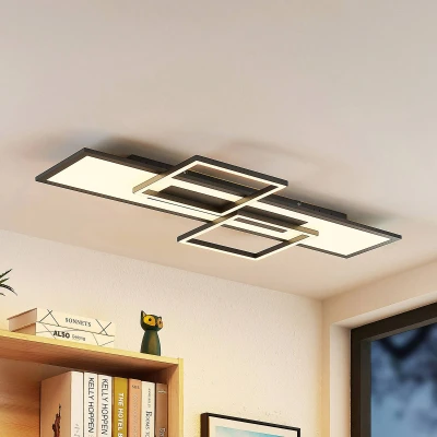 Afbeelding van Lucande LED plafondlamp met dimmer 1licht Aluminium, ijzer, kunststof H: 7 cm zwart Inclusief lichtbron