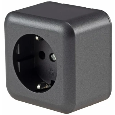 Afbeelding van Opbouwstopcontact 1 voudig enkelvoudig stopcontact Fasko serie antraciet