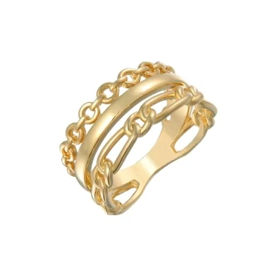 Afbeelding van Elli Dames Ring Stapel Schakels Set Goudkleurig