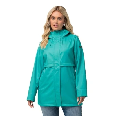 Afbeelding van Ulla Popken Dames Hyprar: softshelljas met overlapping, waterafstotende jas, zwart, 42 44