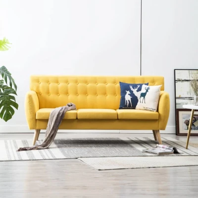 Afbeelding van Driezitsbank 172x70x82 cm stof geel