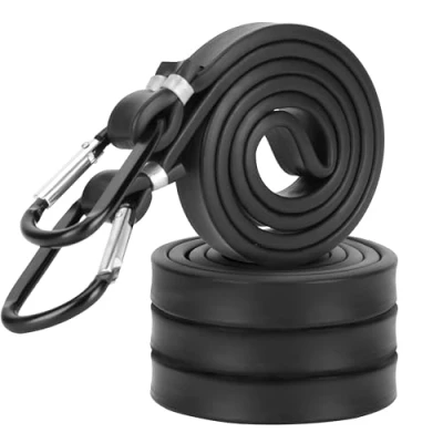 Afbeelding van Belle Vous 4x zwart span elastiek met karabijnhaak Bagagebinder Elastische spanband snelbinder spin Zet bagage tent of fietsen vast