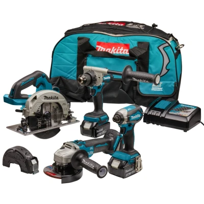 Afbeelding van Makita DLX4156TX1 18 V Combiset voor allround tot zwaar boor , (slag)schroef slijp en cirkelzaagwerk