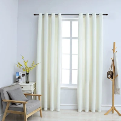 Afbeelding van Gordijn verduisterend met ringen 2 st 140x175 cm fluweel crème