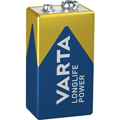 Afbeelding van Varta Longlife Power 9V Block batterij 6LR61 (verpakt per stuk) Alkaline E Batterijen ideaal voor brandmelder rookmelder stemapparaat, blauw, zilver