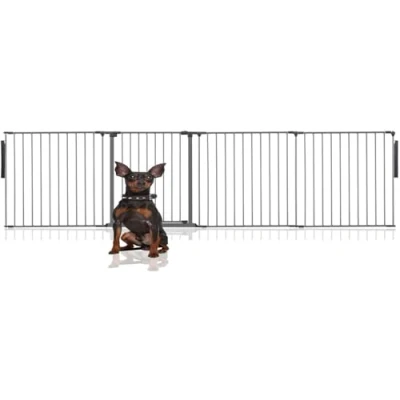 Afbeelding van Bettacare Premium Flexibele Dierenbarrière met Meerdere Panelen, Tot 298cm Breed, Grijs, 70cm Hoog, Hondenbarrière voor Huisdieren Honden en Puppys