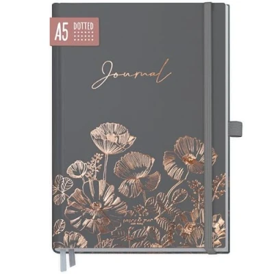 Afbeelding van paper&amp;you® Premium Bullet Journal gestippeld [Poppy] Notitieboek A5 met stippen 188 pagina&#039;s dik papier agenda stippenraster, elastiek, penhouder duurzaam &amp; klimaatneutraal