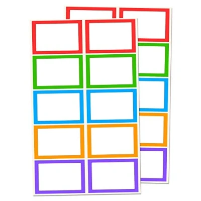 Afbeelding van 250 Stuks Gekleurde Stickers Labels Zelfklevende Etiketten Plaklabels, 75 x 50 mm 5 Kleuren