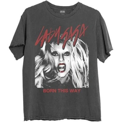 Afbeelding van Lady Gaga Born This Way Photo Heren T shirt L Grijs