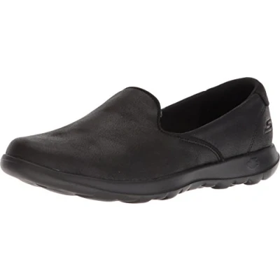 Afbeelding van Skechers Dames Go Walk Lite Queenly Closed Toe Ballet Flats, Zwart Textiel Trim Bbk, 41 EU