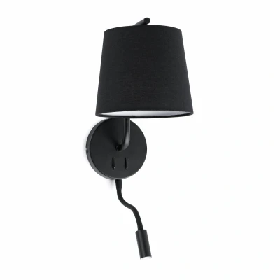 Afbeelding van Faro Lighting Berni 1 Light Indoor Wandlamp Leeslamp Zwart, E27