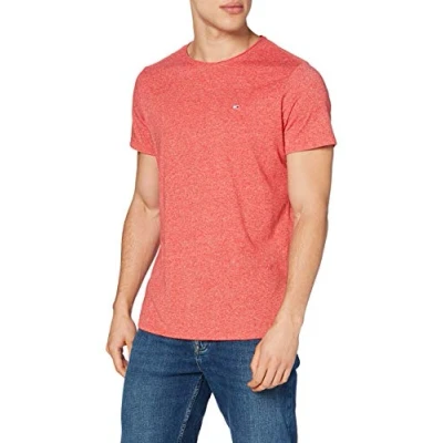 Afbeelding van Tommy Jeans SLIM Jaspe NECK Tshirt basic, Heren, Maat: XXS, Deep crimson