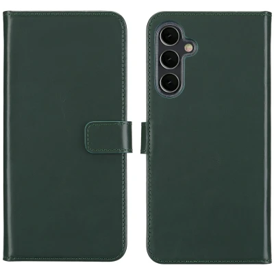 Afbeelding van Selencia Hoesje Geschikt voor Samsung Galaxy A16 (5G) Met Pasjeshouder Echt Lederen Bookcase Groen