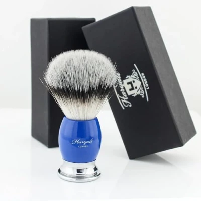 Afbeelding van Haryali London Shaving Brush Synthetic Hair Cream for Smooth and Soft Traditional Matt Blue Color Perfect with Any or Soap