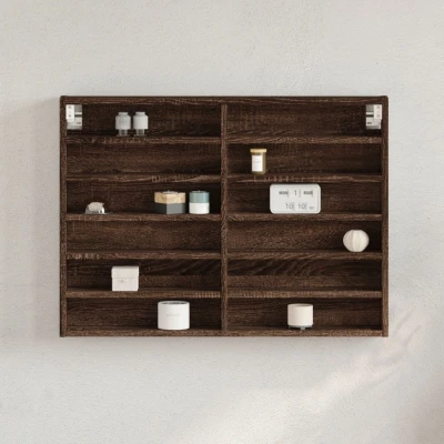Afbeelding van vidaXL Vitrinekast 80x8,5x58 cm bewerkt hout bruin eikenkleurig