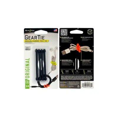Afbeelding van Nite Ize Gear Tie 3&quot; Zwart 4 Stuks