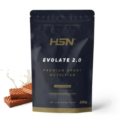 Afbeelding van HSN Evolate 2.0 weiproteïne isolaat, 500 g = 17 doses per verpakking, isolaten CFM + spijsverteringsenzymen, niet GMO, vegetarisch, gluten en sojavrij