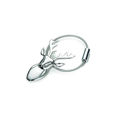 Afbeelding van TROIKA sleutelhanger hert PLATZHIRSCH sleuteldraad met gegoten metaal, verchroomd, zilverkleurig, zilver, 5 cm,