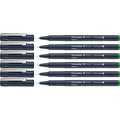 Afbeelding van Schneider Pictus Fineliner (lijndikte 0,7 mm, onuitwisbare pigmentliner, metalen punt, behuizing van 85% gerecycled kunststof) verpakking 6 stuks, groen