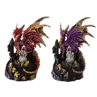 Afbeelding van Puckator LED Kristall Burg Drache Sammelobjekt, hars, Gemengd, Hoogte 19cm Breedte 14cm Diepte 11.5cm