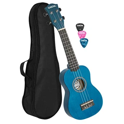 Afbeelding van Cascha HH 3962 sopraan ukelele blauw met tas en plectra