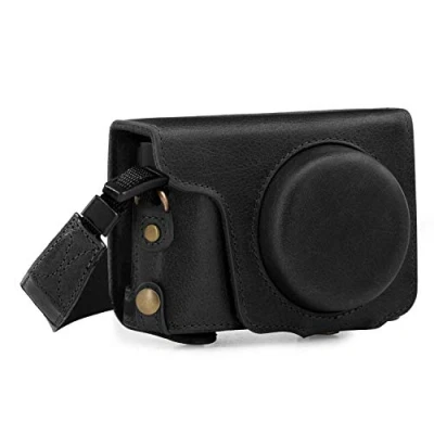 Afbeelding van MegaGear MG1435 beschermhoes met schouderriem van leer voor Panasonic Lumix DC ZS200 / TZ200, zwart