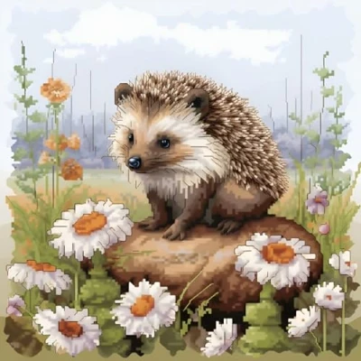 Afbeelding van Xinpinzhou Hedgehog 11 CT kruissteeksets, grappige voorbedrukte getelde gestempelde kruissteek, borduurwerk, naaldpuntpatronen, kits voor beginners en volwassenen, kruissteek met dieren, 36 x