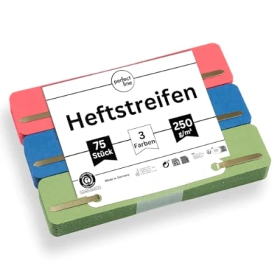 Afbeelding van perfect line 75 schriftstroken karton, gerecycled 250 g/m², made in Germany (rood, groen, blauw)