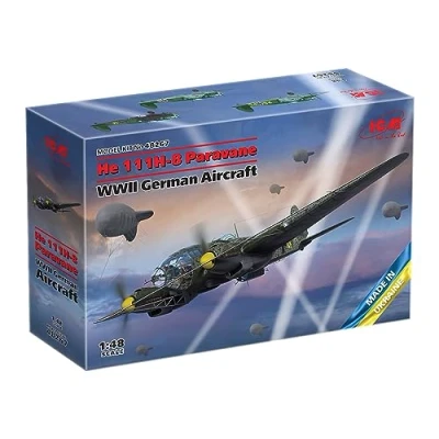 Afbeelding van 1:48 ICM 48267 Heinkel He 111H 8 Paravane WWII German Aircraft Plastic Modelbouwpakket