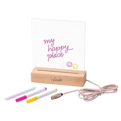 Afbeelding van moses. Smile led berichtenbord, transparant notitiebord met 3 foliestickers, verlicht schrijfbord voor lichtletterberichten, lichtbord USB A textielkabel