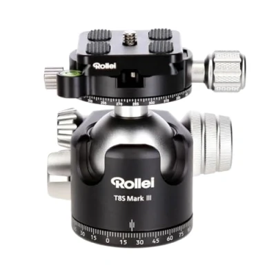 Afbeelding van Rollei T8S Markt II professioneel 360 graden camerastatief kogelkop met frictie, 22 kg draagvermogen, schaalverdeling voor panorama opnames en 2 waterpassen. Incl. Acra Swiss compatibele