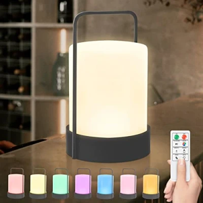 Afbeelding van Accu outdoor lamp van metaal LED buitenlamp via USB oplaadbaar dimbare tafellamp draagbaar draadloos met RBG 8 kleuren voor tafel bar BBQ camping tuin terras woonkamer