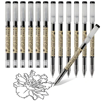 Afbeelding van ABEIER 0,35 mm zwarte gelpen extra fijne balpen voor kantoor school briefpapier levering (12 stuks)