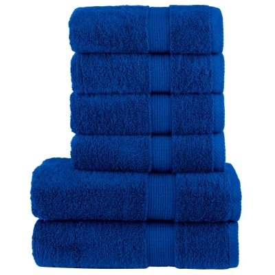 Afbeelding van vidaXL 6 delige Handdoekenset 600 g/m² 100% katoen blauw