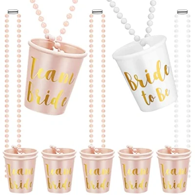 Afbeelding van Borrelglas om te hangen, voor vrijgezellenfeest, beker, accessoires vrouwen, borrelglazen met ketting, 12 stuks, borrelglazen, bekers teambruid, bruidsfeest